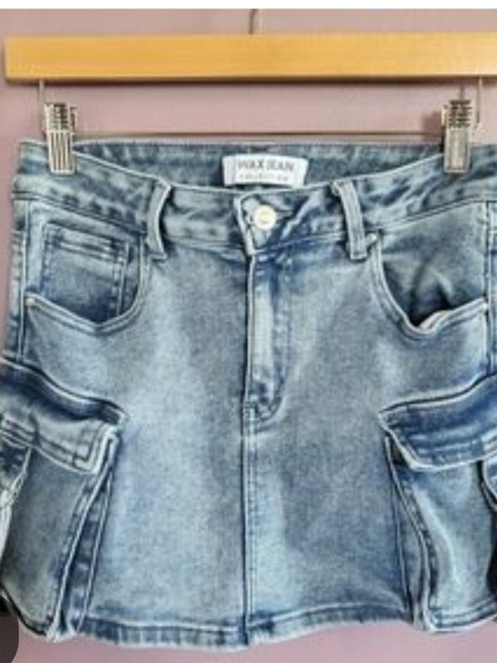 Max Jeans Light Blue Denim Cargo Mini Skirt